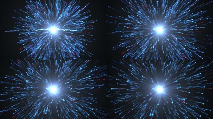 两个带电粒子高速碰撞的三维动画