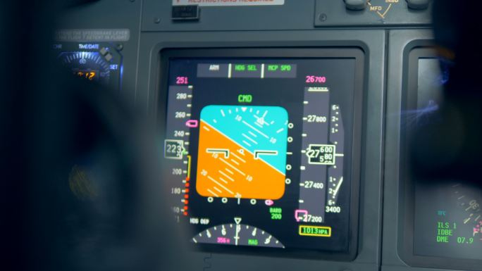 飞机仪表板上的一个监视器