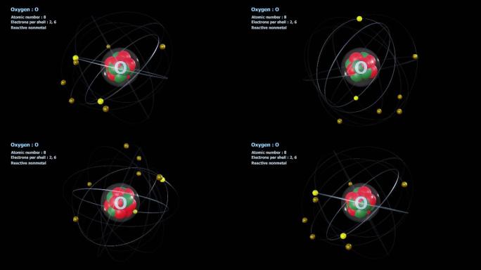 具有8个电子的氧原子动画