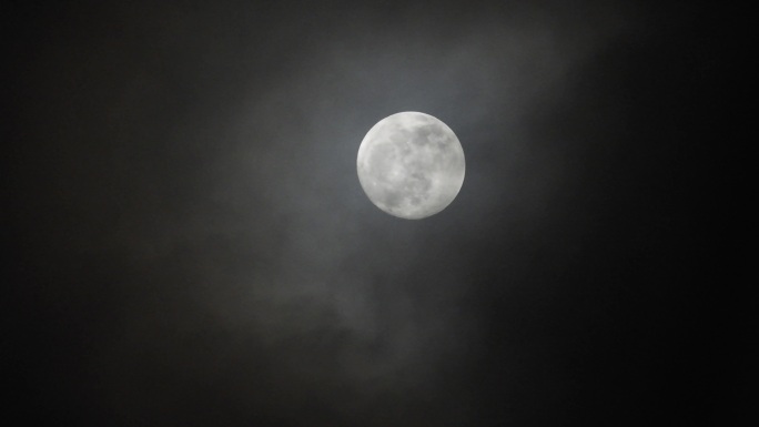 阴暗多云夜晚的满月