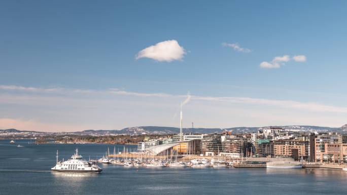 海港城市天际线挪威海港欧洲天然气能源危机