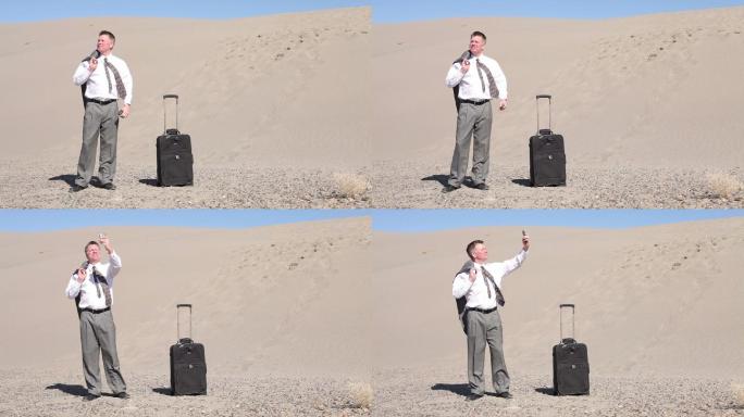 商人在沙漠中迷失沙漠地区西装商务
