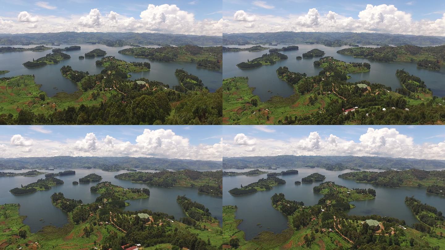 乌干达布尼奥尼湖鸟瞰图
