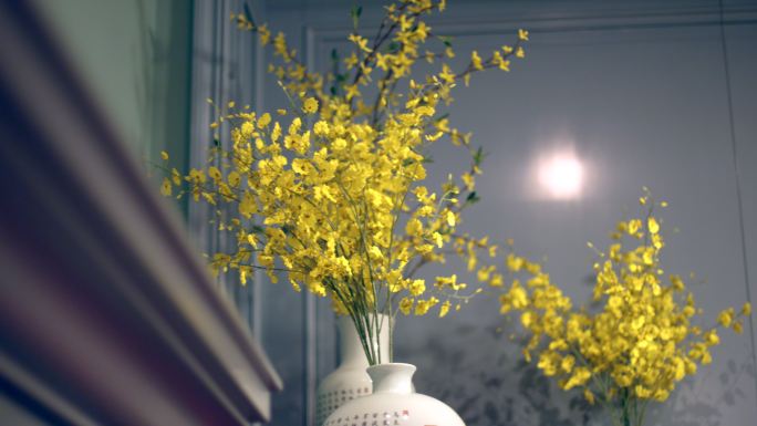 欧式风格室内设计系列素材 花瓶迎春花