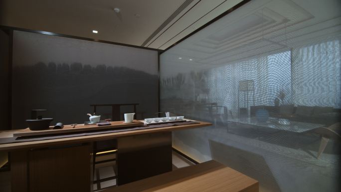 简约风格室内设计系列素材 茶台 屏风