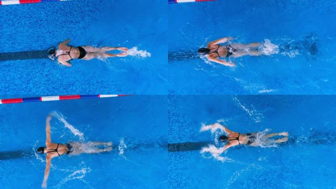 女游泳者在蝶泳防护眼镜锻炼