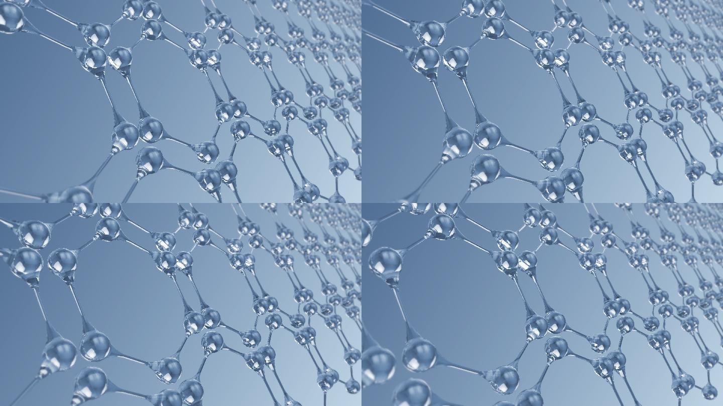 4K 蓝色分子结构矩阵循环20S动画 3