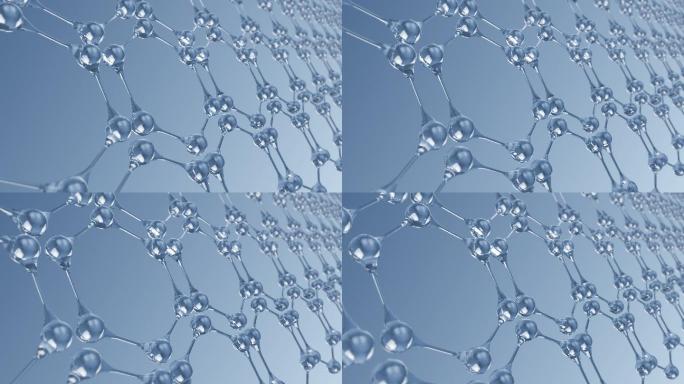 4K 蓝色分子结构矩阵循环20S动画 3
