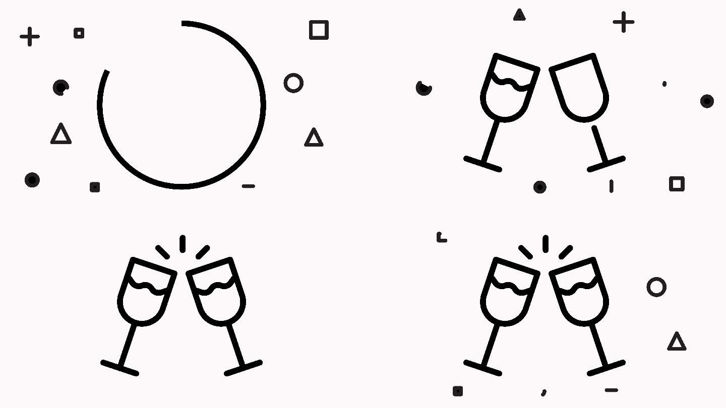 香槟酒杯的动画合成素材元素简笔画卡通扁平