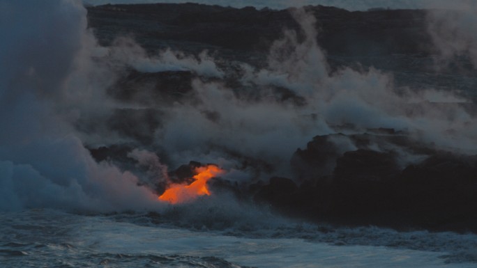 熔岩流入海洋地球地质熔浆