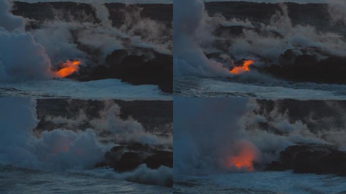 熔岩流入海洋地球地质熔浆