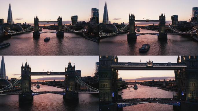日落飞跃大本钟建筑伦敦市中心现代