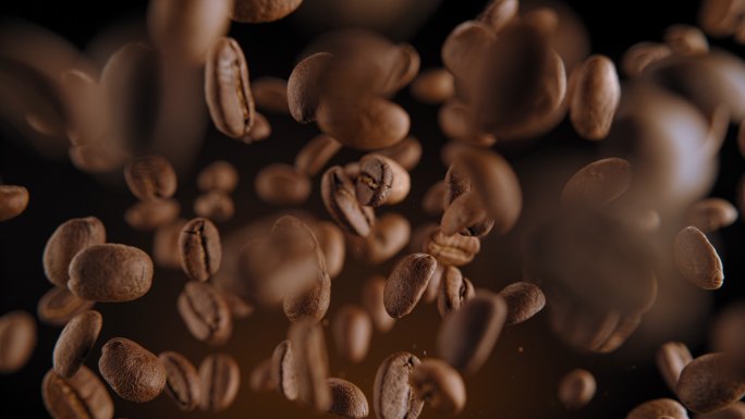 烘焙咖啡豆展示食材视频素材咖啡色