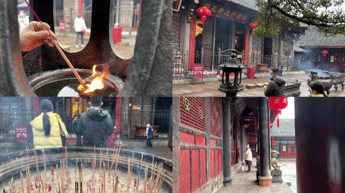 成都文殊院过年敬香祈福祝福中国传统文化