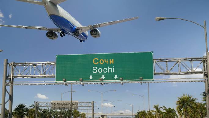 飞机降落索契sochi自驾车旅行标识