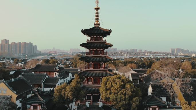 苏州寒山寺航拍