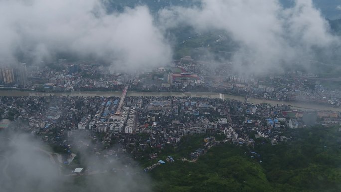 贵州石阡古城穿云高清航拍素材