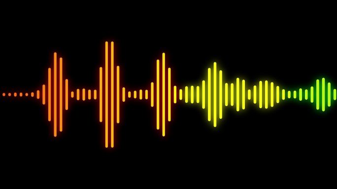 黑色背景上的彩色音乐均衡器、音波或音频