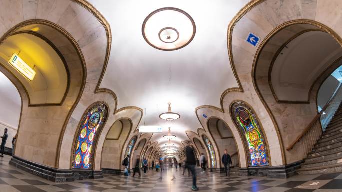 莫斯科地铁地铁站延时俄罗斯交通出行