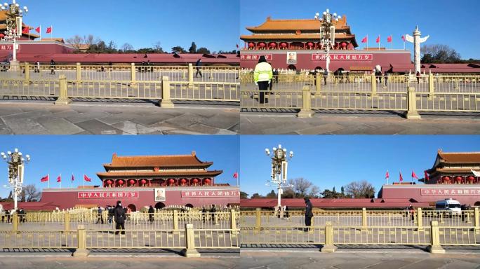 北京首都天安门广场慢镜头走过天安门城楼