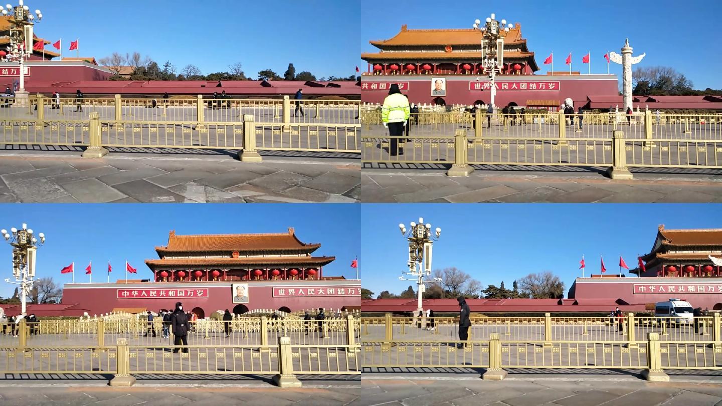 北京首都天安门广场慢镜头走过天安门城楼