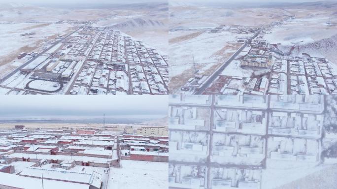 尕海镇 甘南草原村庄碌曲大雪中的村子