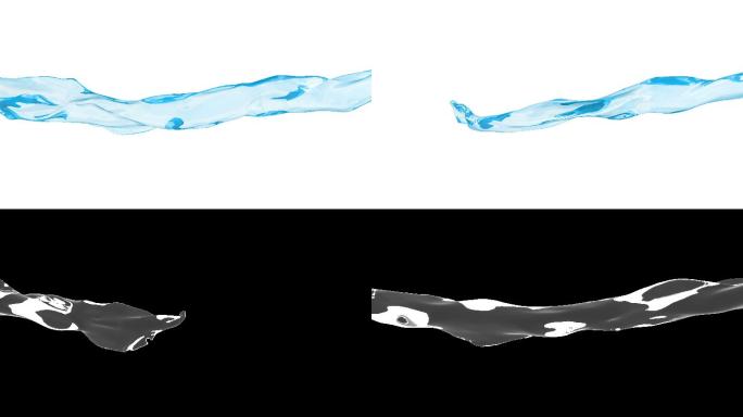 带有alpha层的蓝色水流的3D动画