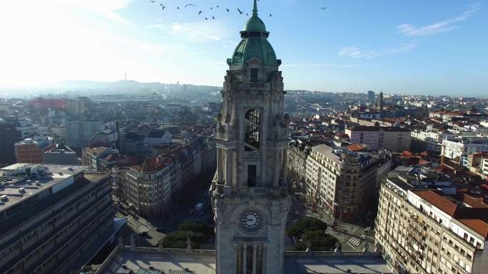葡萄牙波尔图克莱里戈斯大厦鸟瞰图