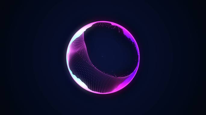 抽象3d动画。由音频粒子组成的彩色球体