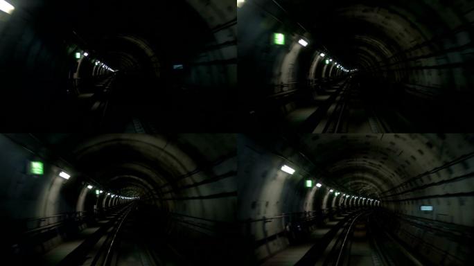 火车在黑暗的地下隧道中行进