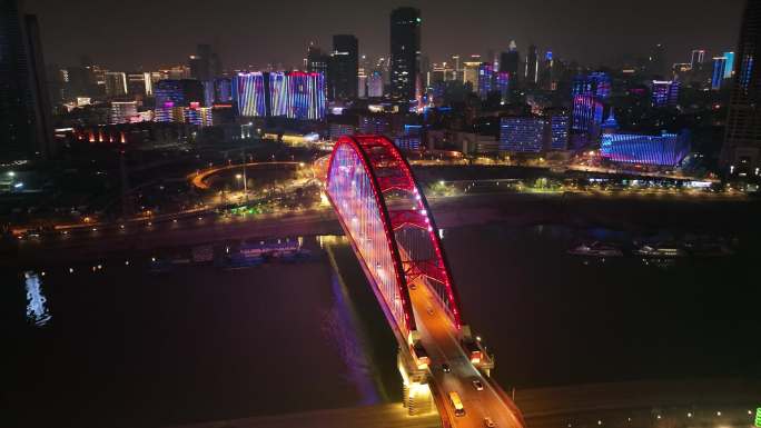 武汉晴川桥夜景灯光秀航拍2022最新御3