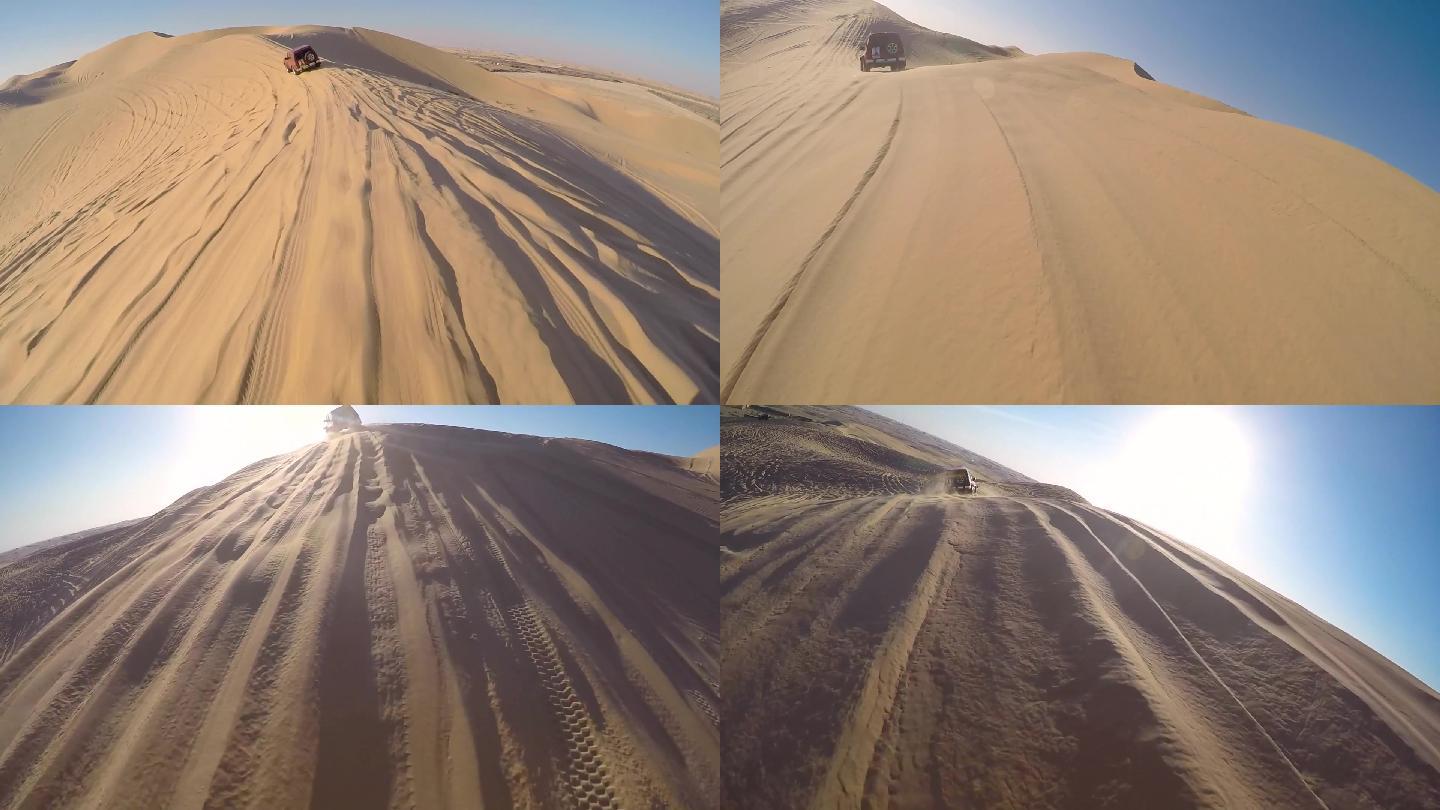 驾车穿越沙漠拉力赛车交通越野车