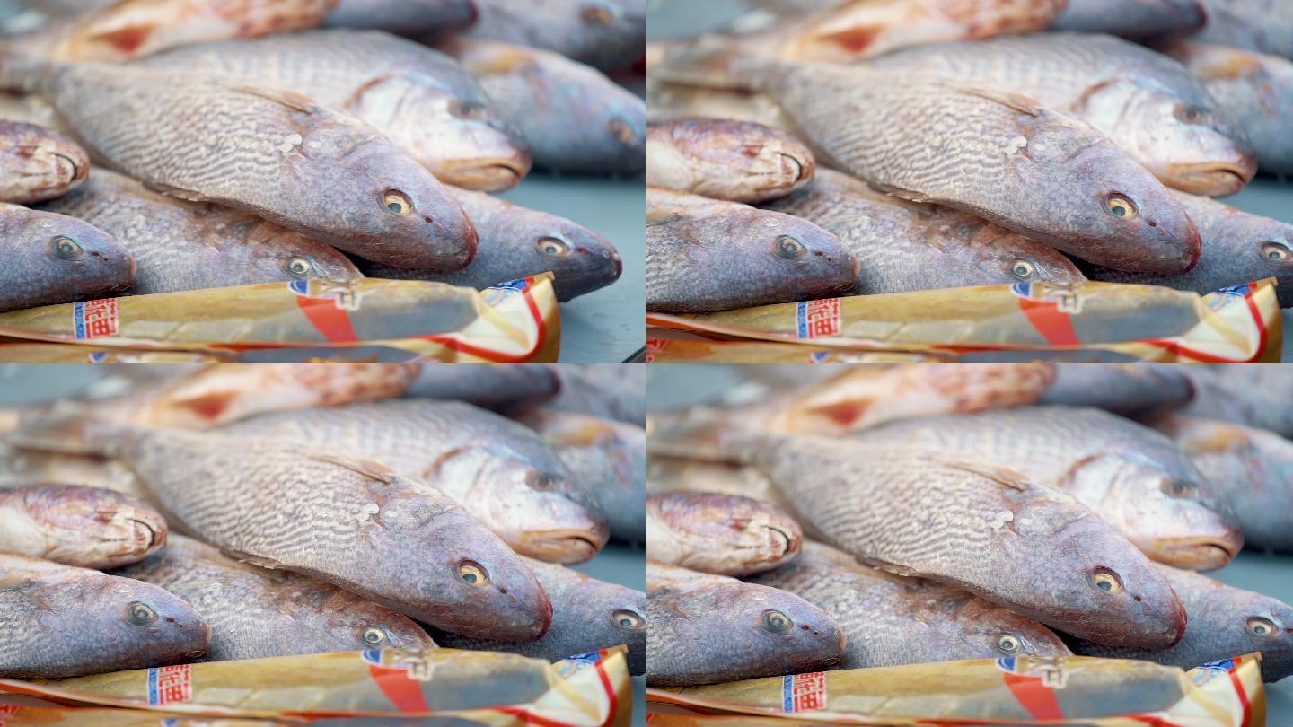 中国传统春节沈阳造化大集年货农贸市场的鱼