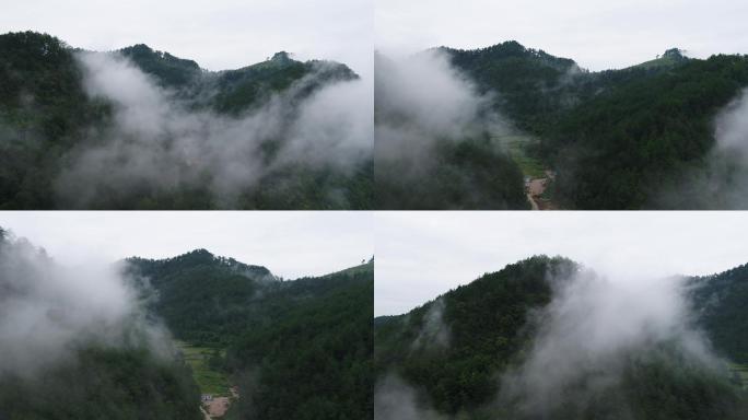 云雾缭绕巍峨群山高清航拍