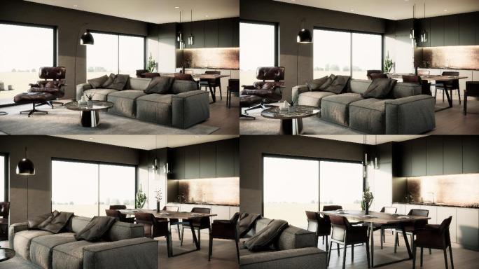 现代室内的家具3d漫游建筑地产样板间