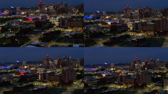 底特律市中心国外外国美国夜景夜晚风景风光