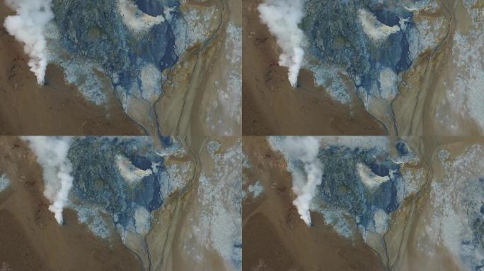 冰岛喷气孔区域鸟瞰图
