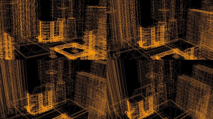 城市线框模型动画——三维渲染