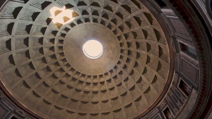 罗马万神殿穹顶城市建筑快速发展航拍延时国