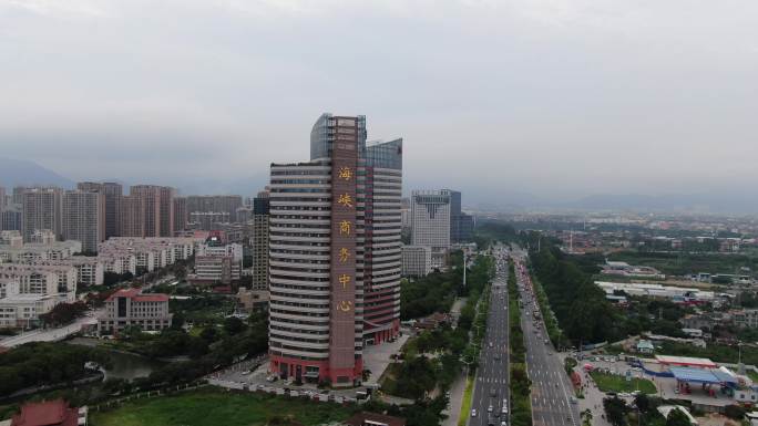 航拍福建莆田海峡商贸中心