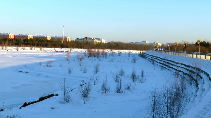 雪地 空镜头 冬天 漠河 手机拍摄 蓝天