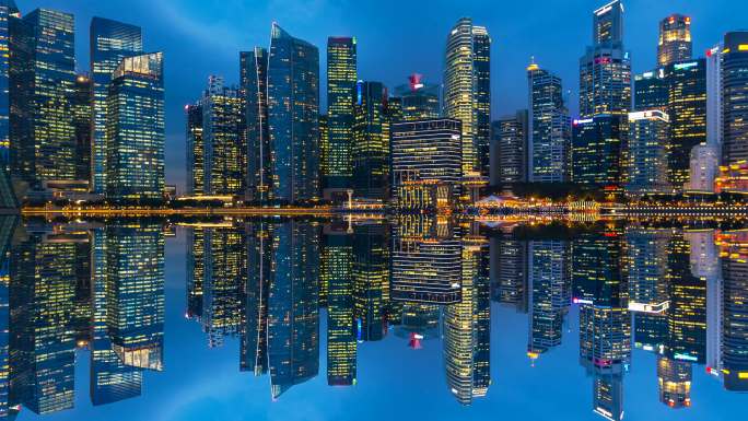 新加坡城市景观的时间推移