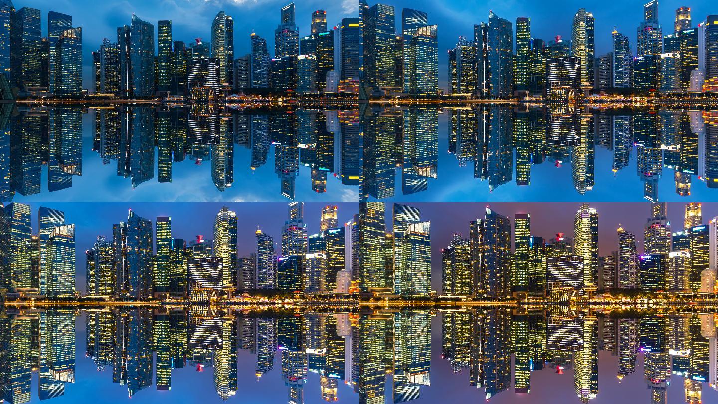 新加坡城市景观的时间推移