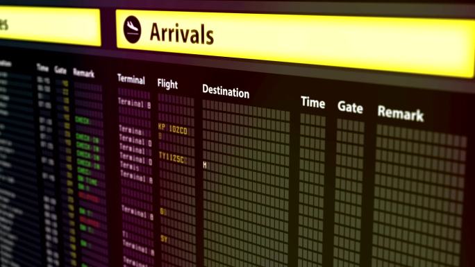 机场到达和起飞板上显示的重要航班信息