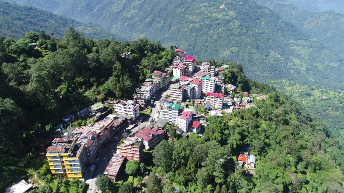 从天空看印度锡金州的康城戎嘎山