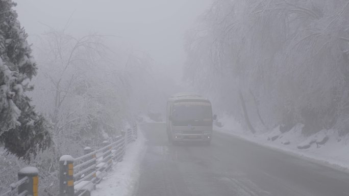 6K雾雪中山路接送游客车辆01