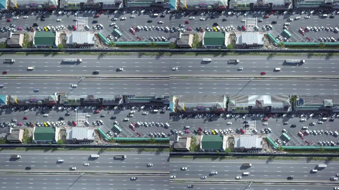 泰国曼谷芭堤雅高速公路停车休息区鸟瞰图