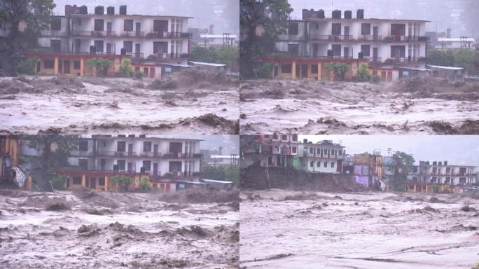 印度圣河恒河克达纳发生暴雨