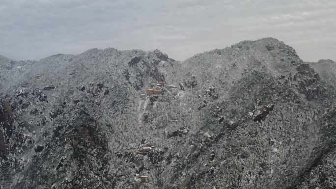 九华山雪景原视频4K航拍素材