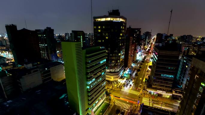 城市交通延时利马城市交通夜景夜景交通延时